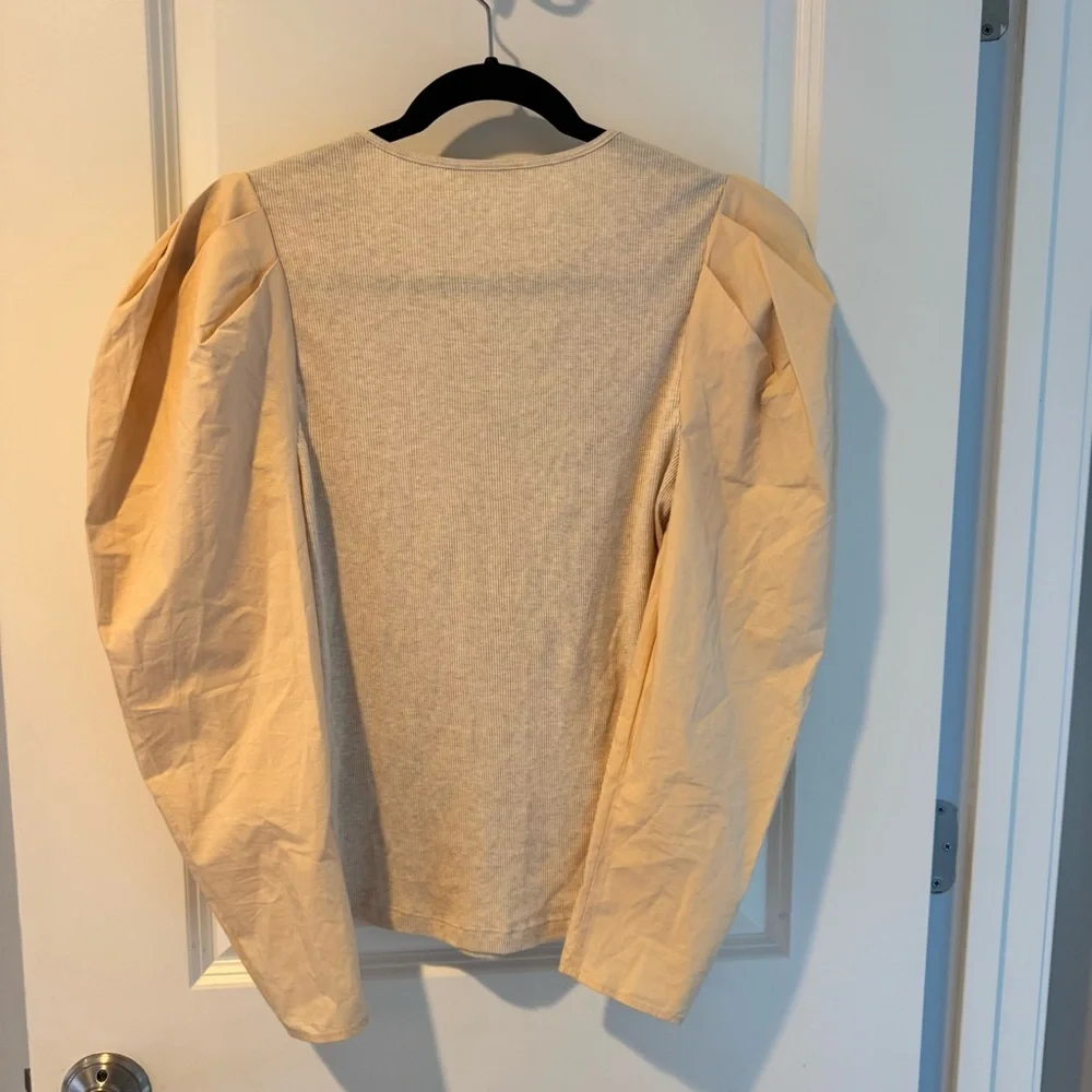 Ulla Johnson Joanne Oatmeal Long Puff Sleeve Pullover Top | S